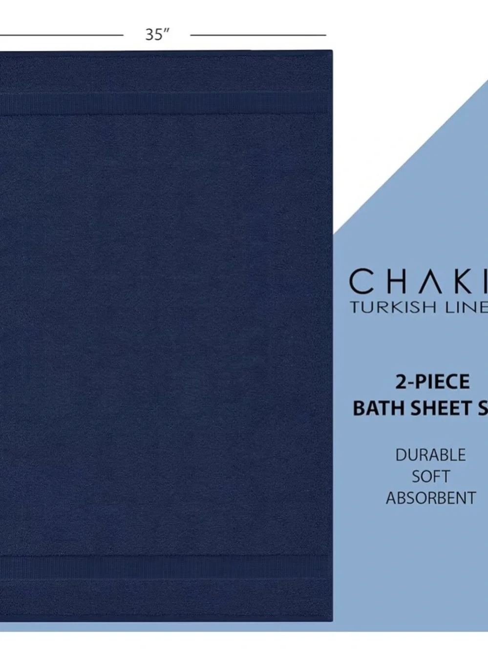 Chakir 100% Cotton Turkish Bath Sheet Set - Navy